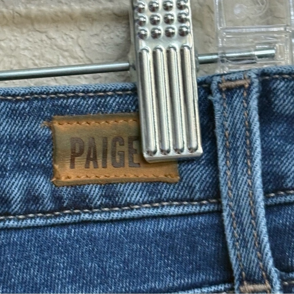 PAIGE Brigitte Women’s Jeans 28 Dark Wash Straight Leg Distressed - Picture 9 of 11